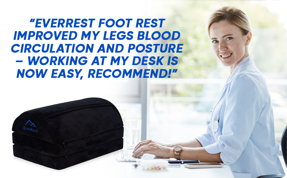 EverRest Foot Rest for Under Desk with Warm Feet Pocket - 3 Levels Adj