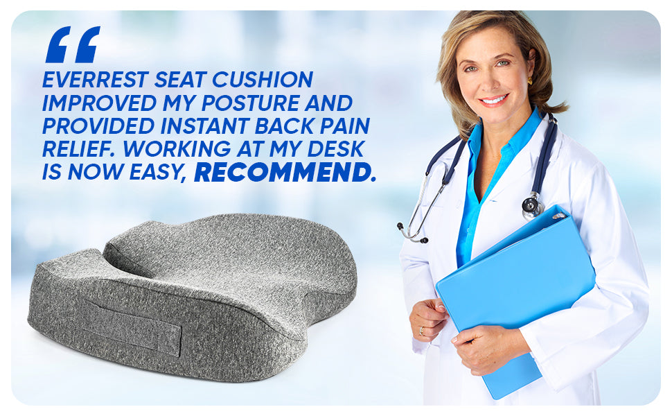 LUMBAR SUPPORT PILLOW FOR OFFICE CHAIR - LOWER BACK PAIN RELIEF MEMORY FOAM  CUSHION by EverRest