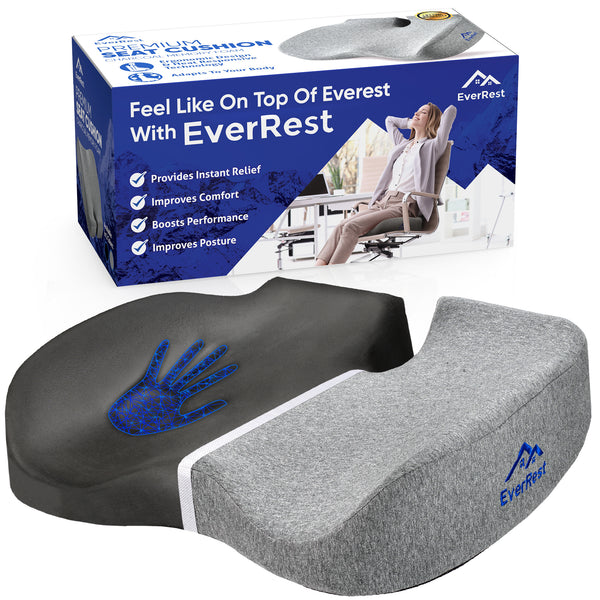 EverRest Seat Cushion for Office Chair - Large Memory Foam Pillow for